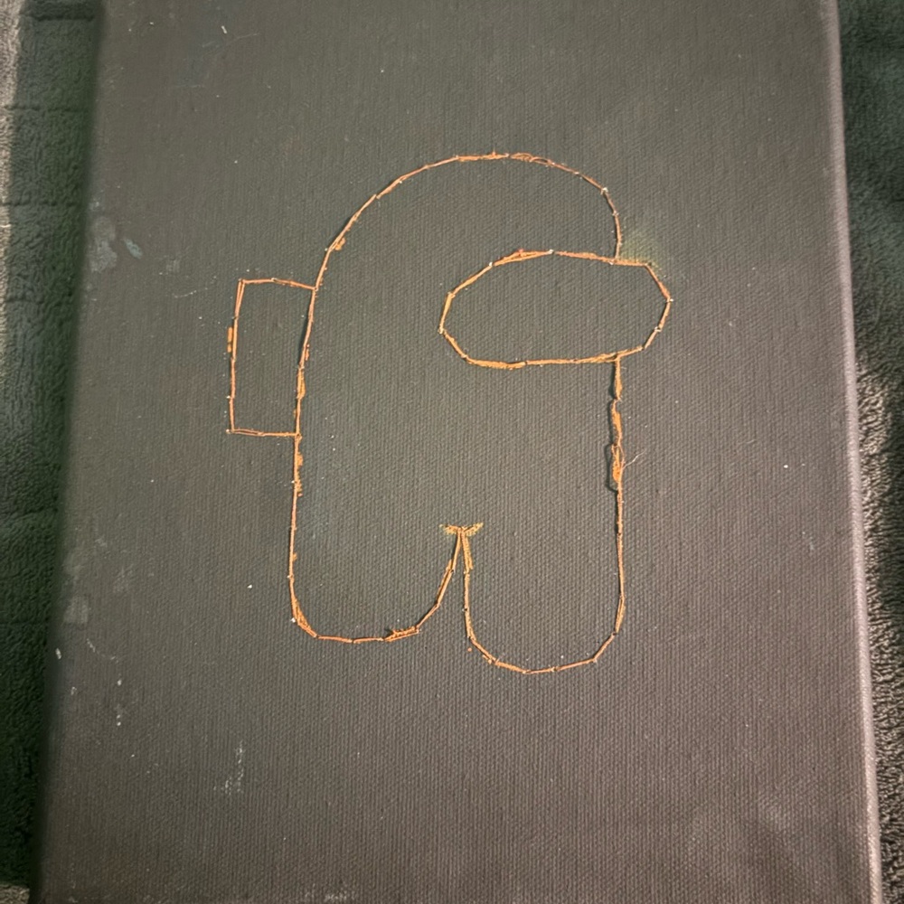Minimalist Black and Orange Fiber Art